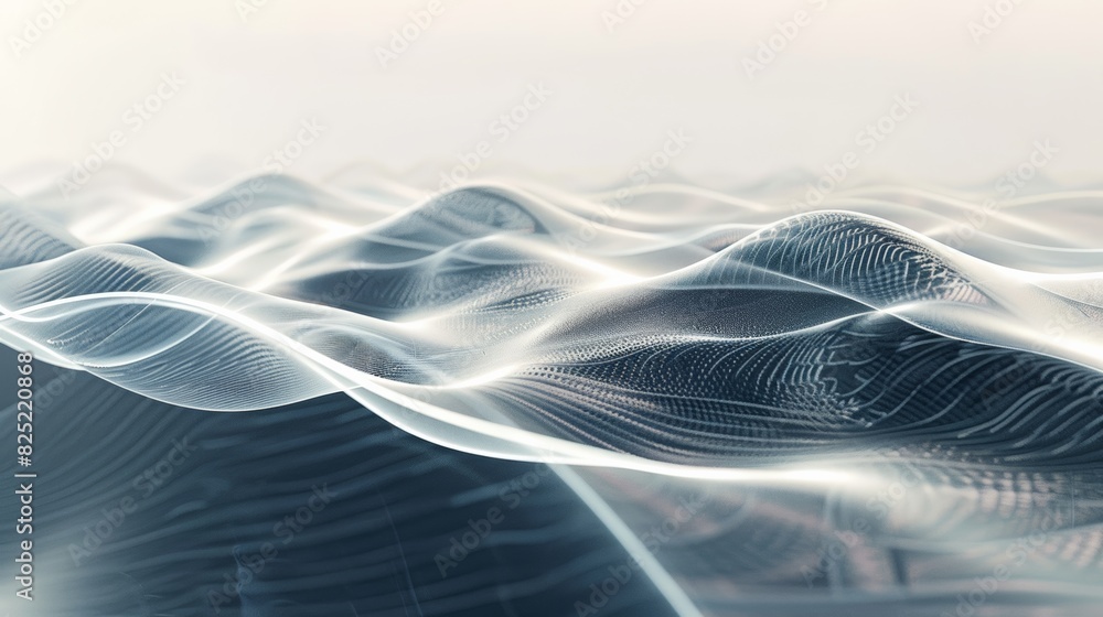 Poster a close-up photo of a sound wave traveling through the air, with visible ripples and distortions.