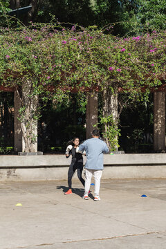 Woman learning self defense.