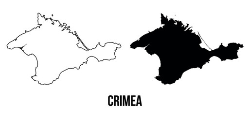 Crimea Ukraine map of districts regions of the city vector black on white and outline