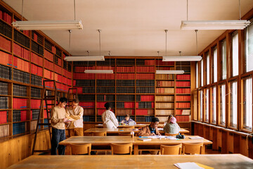 Students in library