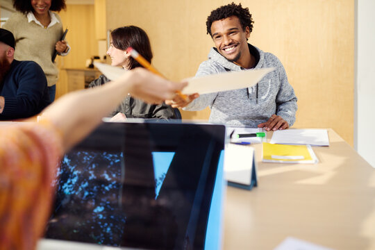 Vibrant Office Interaction with a Touch of Team Synergy