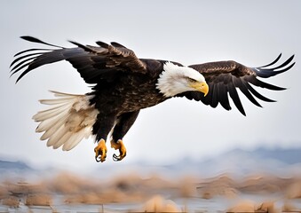 Adult American bald eagle isolated on a white background, flying bald eagle isolated, isolated flying eagle.