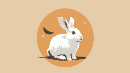 Obraz premium Animal friendly logo sticker of a cute rabbit in a circle for vegan cosmetics