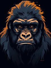 t-shirt design, simple, clean graphic design of a cute animal for a T-shirt, no background, vector, (gorilla)