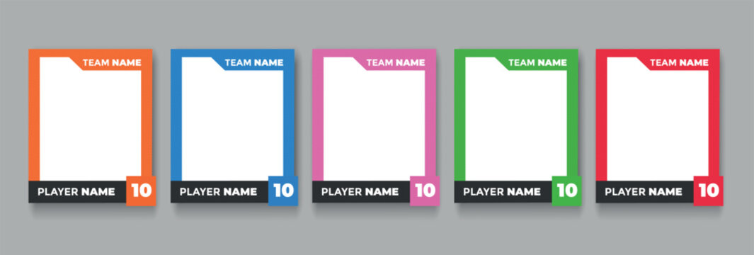 Set of game sports card template. Sport trading frames  template isolated. Vector stock