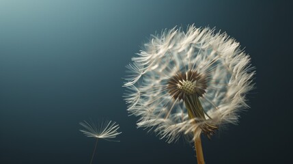 A dandelion seed head against a dark background, with the seeds glowing softly as they catch the light,