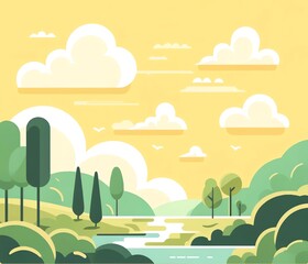 Fototapeta premium A flat design illustration a River