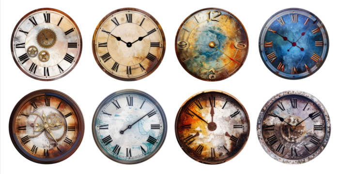 Set of wall clocks cut out