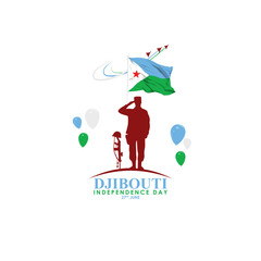 Fototapeta premium Vector illustration of Djibouti Independence Day social media feed template