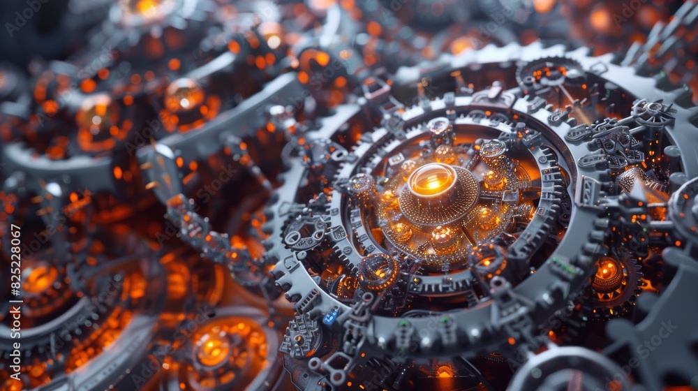 Poster A hyper-detailed illustration of a molecular structure as a miniature time machine, with intricate gears and glowing time crystals, capable of traversing the fabric of spacetime.