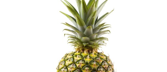 Tropical pineapple with its spiky crown, showcasing its texture and vibrant colors on a white background
