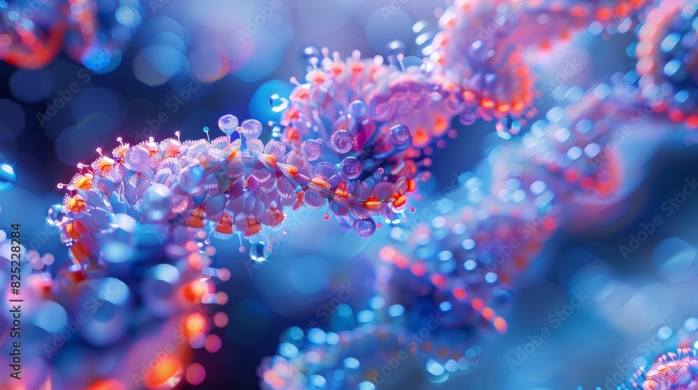 Fototapete a hyper-detailed illustration of a self-replicating molecular structure, with intricate helical coil