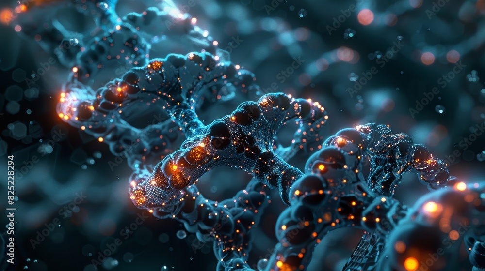 Aufkleber a hyper-detailed illustration of a self-replicating molecular structure, with intricate helical coil