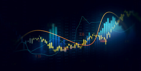 Investment finance chart,stock market business and exchange financial growth graph.	
