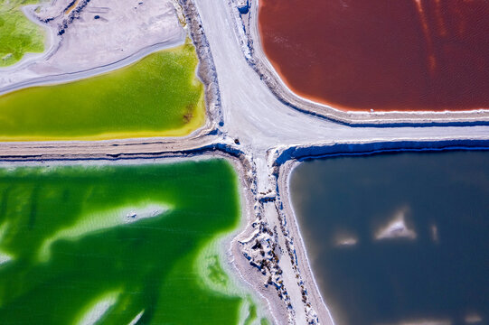 Multi color salt lake aerial abstract 