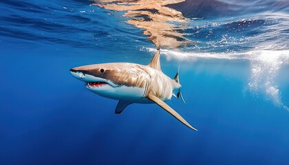 Great White Shark in blue ocean