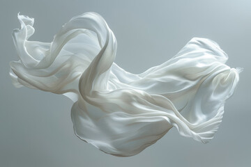 Naklejka premium Delicate White Cloth Undulating in the Air