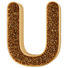 3d font gold glitter letter U