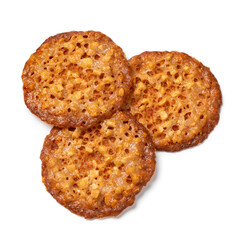 Heap of fresh traditional homemade baked Kletskop cookies isolated on white background close up