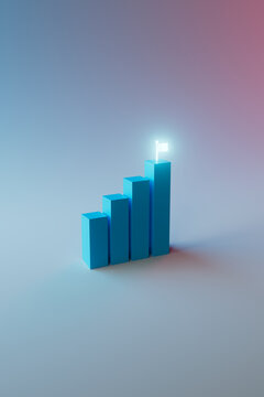 Success Ladder Concept with Glowing Flag on Top