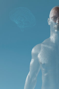 Transparent Figure with Conceptual Brain Overlay