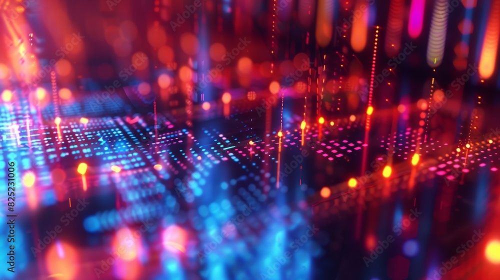 Poster a mesmerizing music equalizer seamless loop background with holographic bars shimmering and swirling