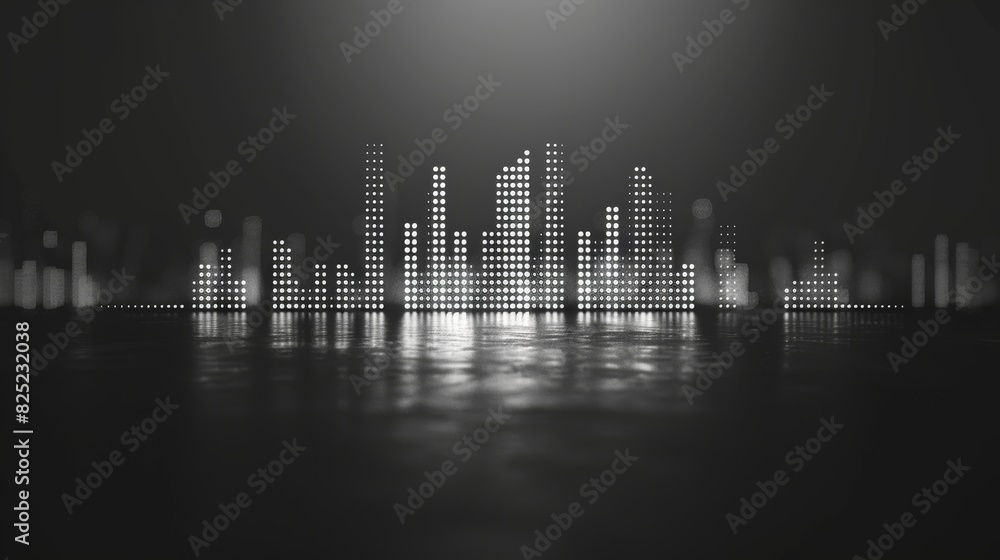 Poster a minimalist music equalizer seamless loop background with sleek, monochromatic bars rising and fall