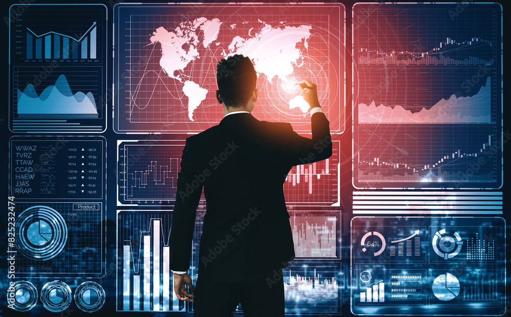 Aufkleber big data technology for business finance analytic concept. modern interface shows massive informatio