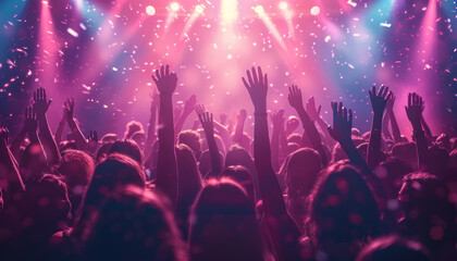 A crowd of people are at a concert by AI generated image