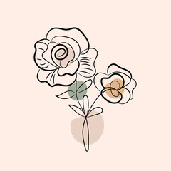 Hand drawn flat design simple flower outline

