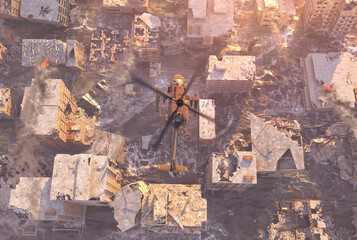 first responders over flooded city