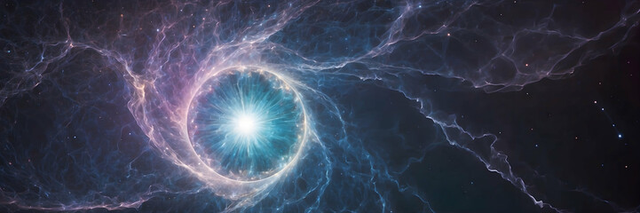 A visually captivating space scene featuring a neutron star encircled by electric arcs and cosmic dust