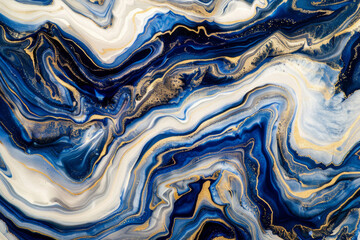 Marbled Pattern with Bold Swirls of Sapphire Blue and White