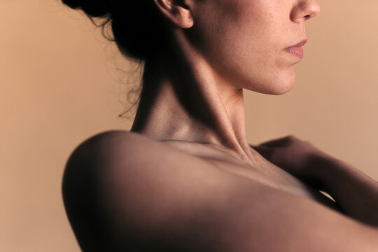 Anonymous naked woman close up