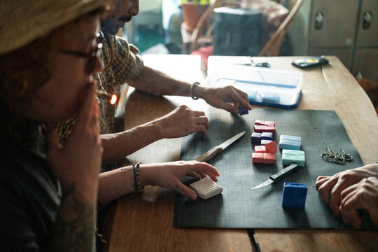 Three friends crafting