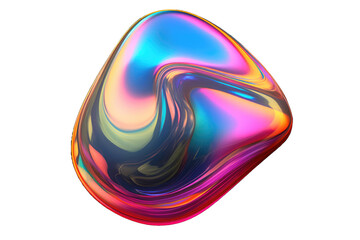 Slime Abstract iridescent shape, wavy glass circle, 3d render