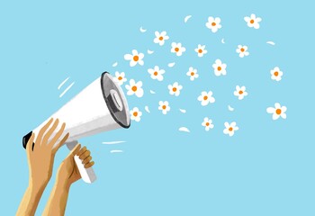  spring announcement with white megaphone 