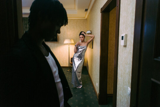 A woman seduces a man