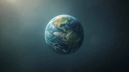 Globally Challenged: Planet Earth in Shadow within Floating Orb - Climate Change Concept