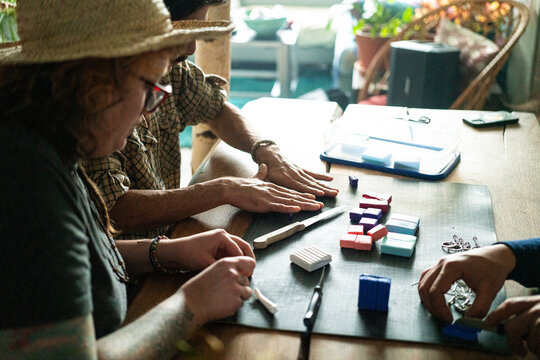 Three friends crafting