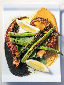 Octopus and asparagus tapas