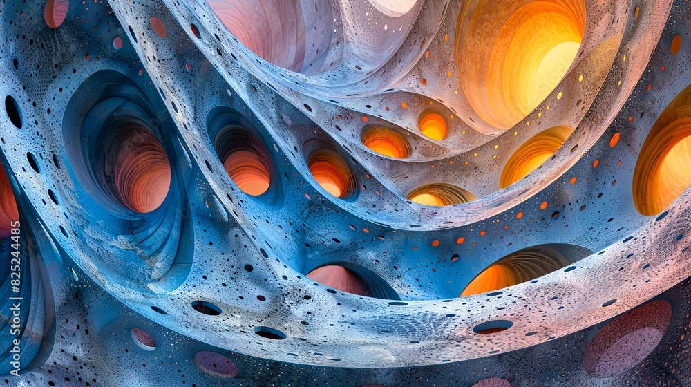 Poster abstract fractal art with vibrant colors and intricate patterns creating a captivating visual textur