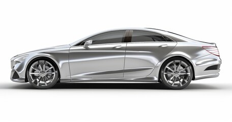 Obraz premium silver modern sedan concept car isolated on white background Generative AI
