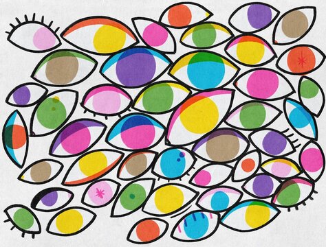 Eyes looking, curiosity, social media concept