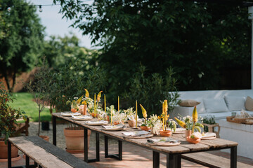 Rustic outdoor garden table setting