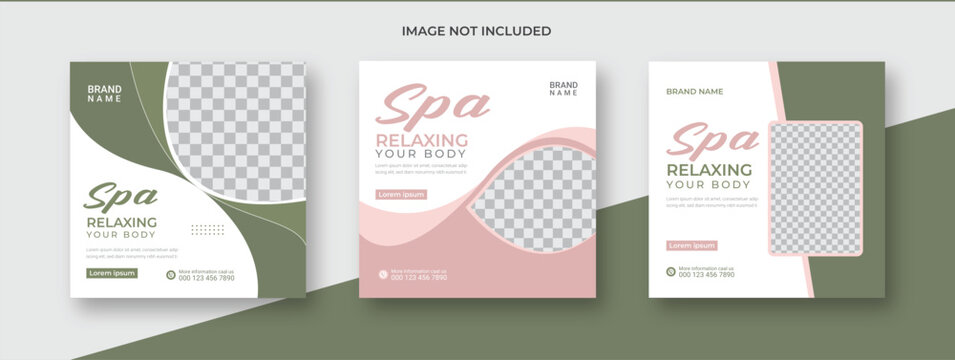 Beauty & spa salon flyer social media post template design. Makeup parlour, health or body massage, . Instagram post set design template

