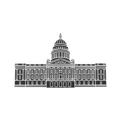 Californian Capitol Icon Silhouette Illustration. Buildings Vector Graphic Pictogram Symbol Clip Art. Doodle Sketch Black Sign.