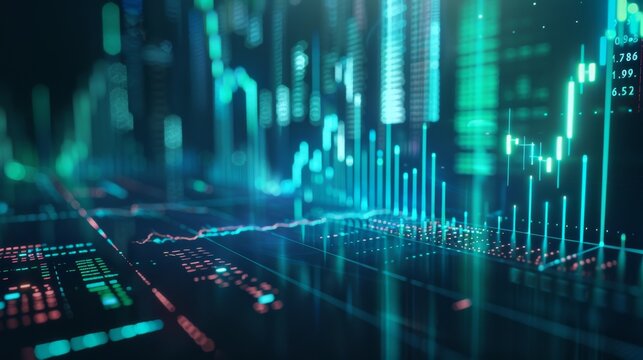 Futuristic stock market data chart for technology or business presentations