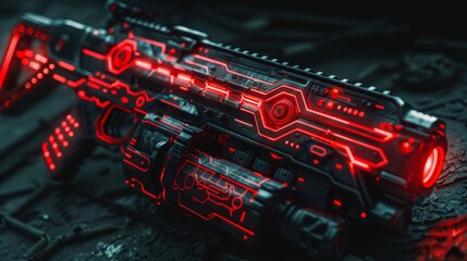 Futuristic Weapon With Red Glow For Sci-fi Or Gaming Designs
