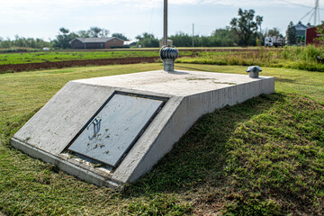 Storm shelter door closed